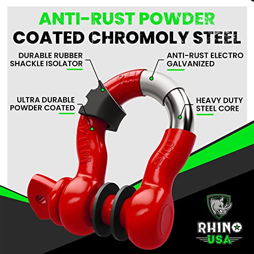 Rhino USA D Ring Shackles (2-Pack) - 41,850lb Break Strength – Heavy Duty 3/4