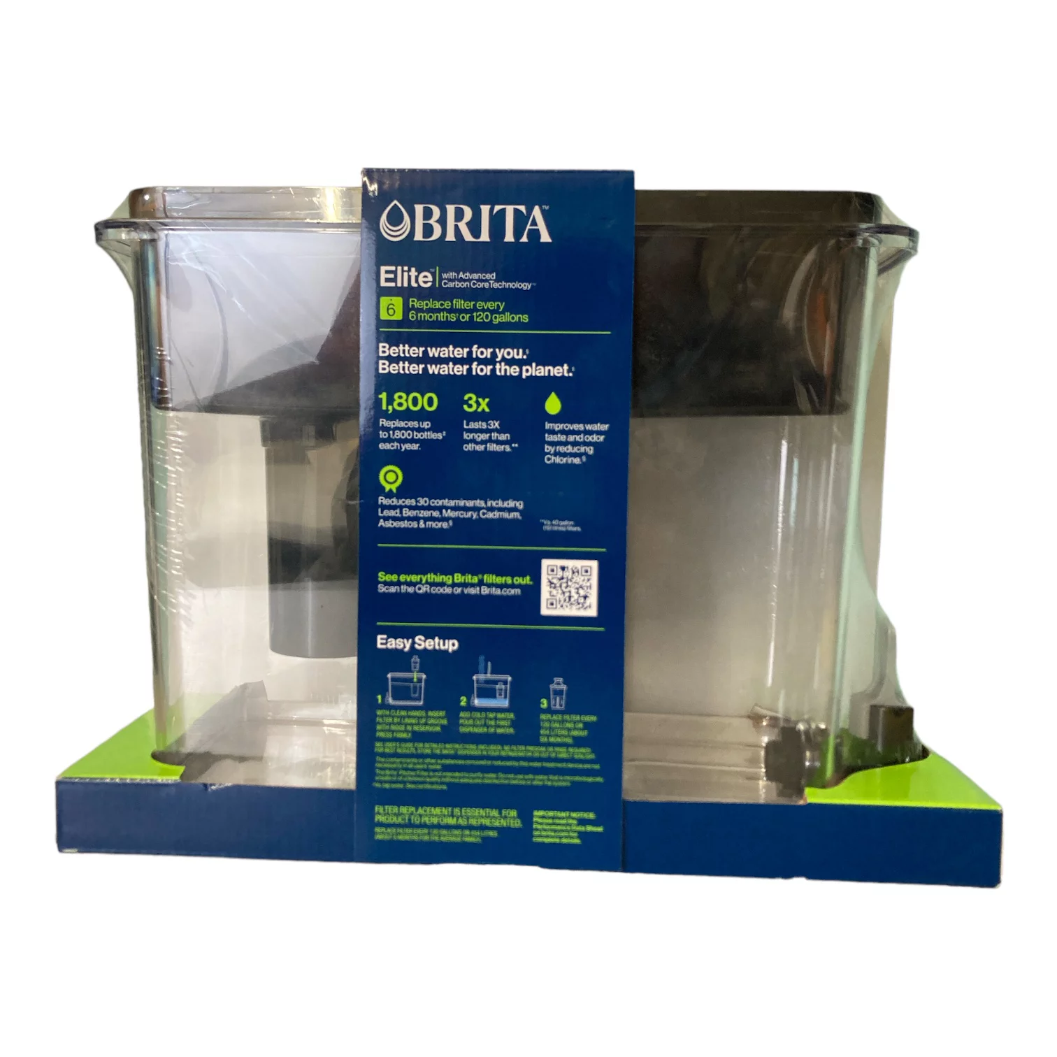 Brita Elite Fridge Friendly 27 Cup Filtered Water Dispenser with 2 Filters