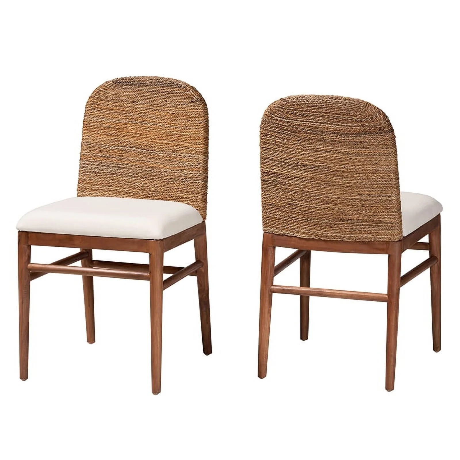 bali & pari Nadim Natural Seagrass and Acacia Wood 2-Piece Dining Chair Set