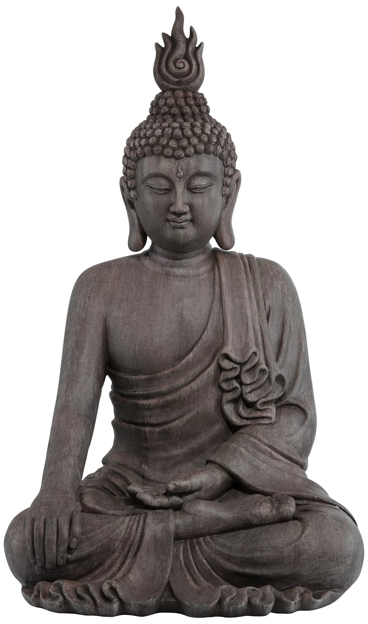 John Timberland Large Sitting Buddha Statue Sculpture Zen Asian Garden Decor Indoor Outdoor Front Porch Stone Gray Finish 42
