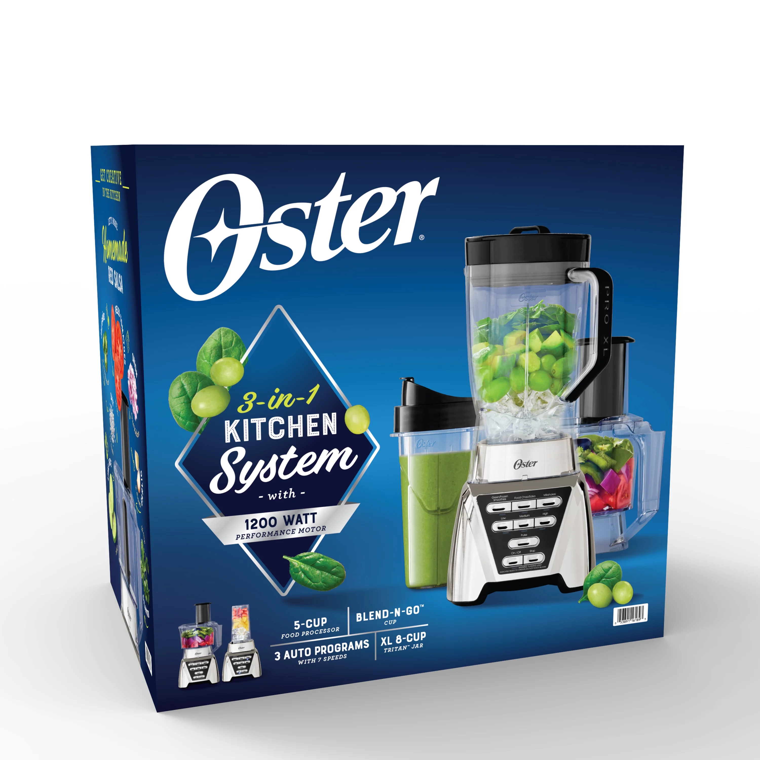 Oster 3-in-1  Blender and Food Processor System with 1200-Watt Motor  and 5-Cup Capacity