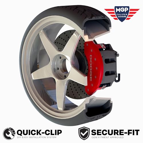 MGP Caliper Covers - Brake Caliper Covers 2011-2023 Dodge Durango (12204s) Front and Rear Set - Durango II Logo - Red