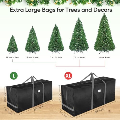 BALEINE 7.5 ft Christmas Tree Storage Bag, Heavy Duty Extra Large Artificial Christmas Tree Bag with Reinforced Handles and Dual Zippers Wide Opening (Gray, 7.5 ft)