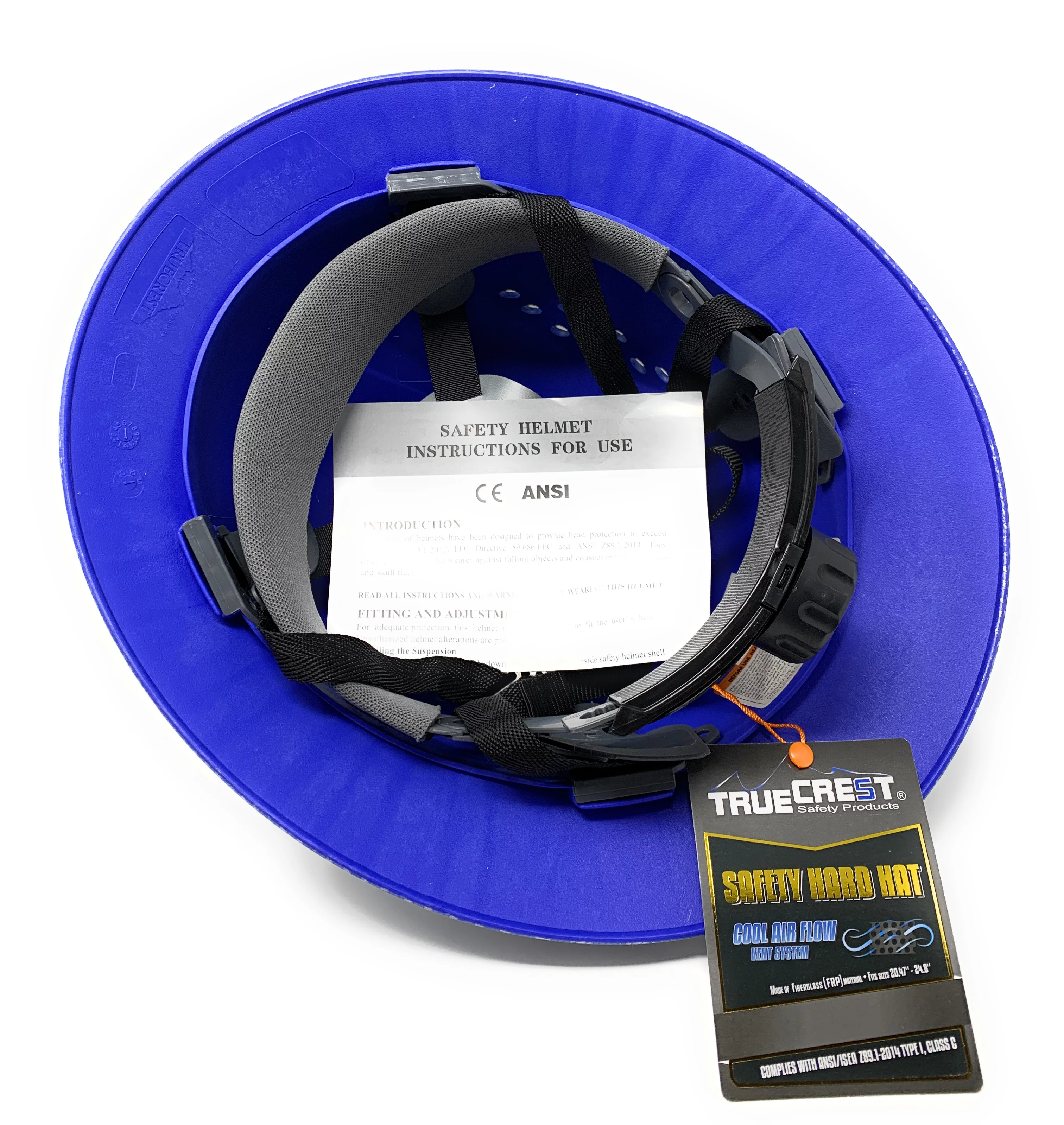 HDPE Hydro Dipped Blue/Silver Full Brim Hard Hat with Fas-trac Suspension