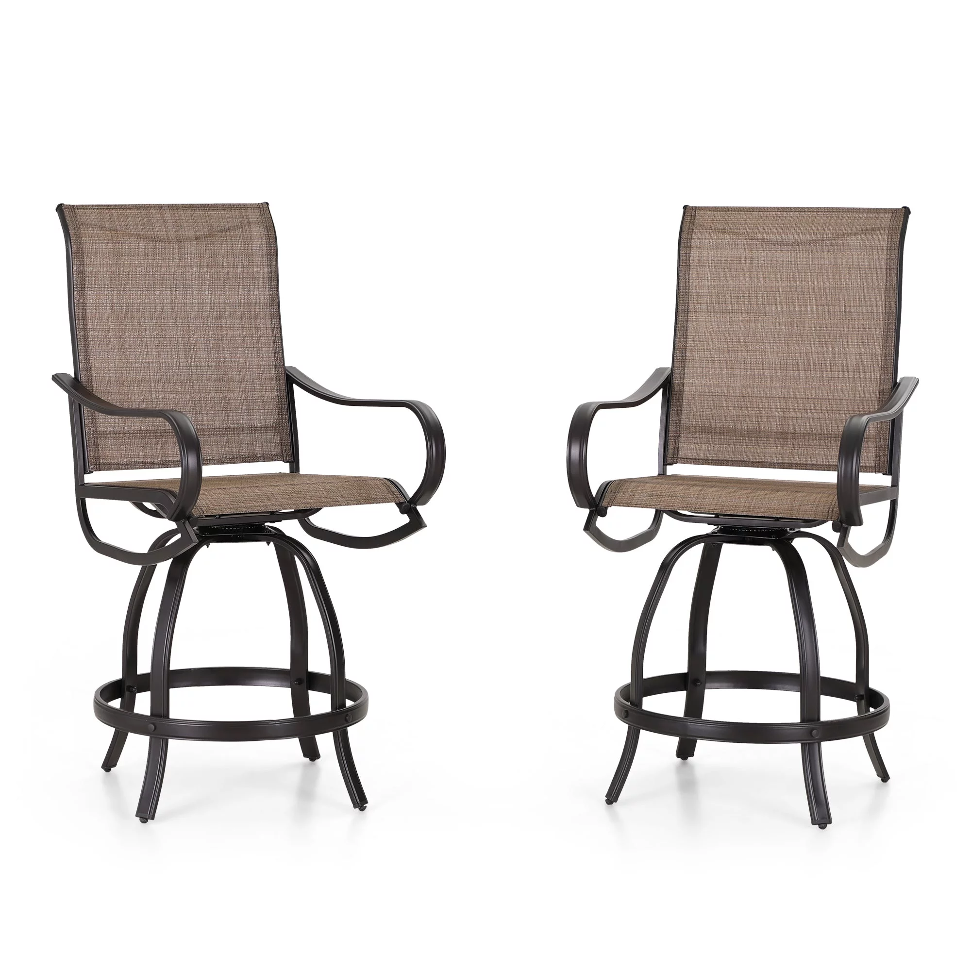 Sophia & William 2 Piece Outdoor Swivel Bar Stools Height Patio Chairs with Textilene Seat