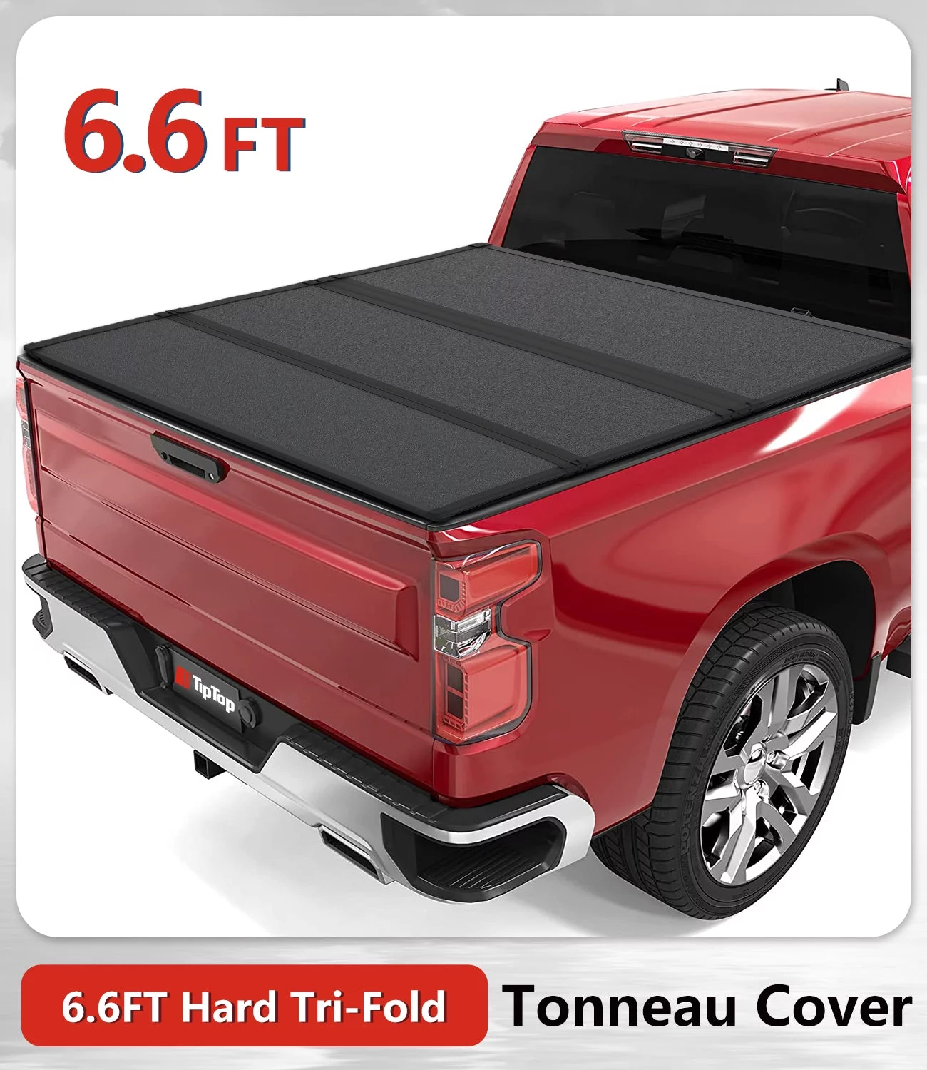 TIPTOP Tri-Fold Hard Tonneau Cover Truck Bed FRP On Top For 2015-2019 CHEVY Silverado / GMC Sierra 2500HD 3500HD 6.6ft Bed (78.9