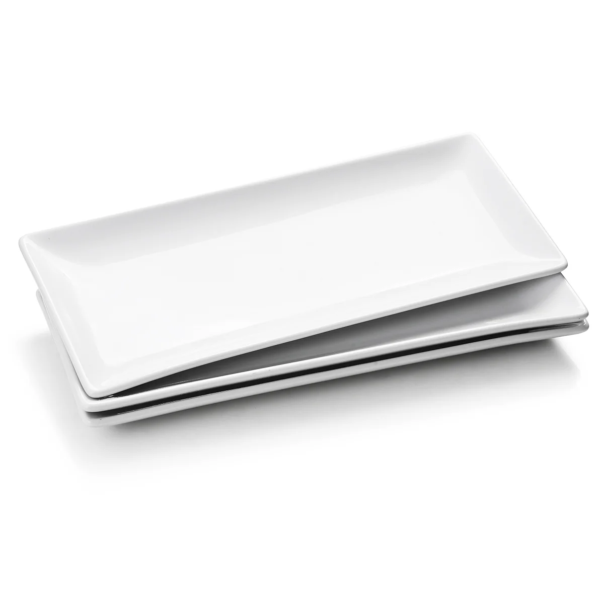 WishDeco Serving Platters Set of 3, Large White Porcelain Rectangular Plates, 14 inch