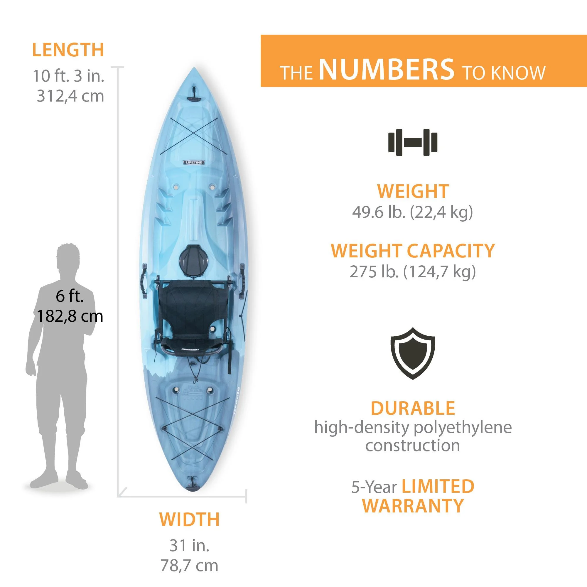 Lifetime Oracle 123 Sit-on-Top Kayak, Dragonfly Blue (91216)