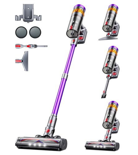 Cordless Vacuum Cleaner, 550W 48Kpa 70 Mins Vacuum Cleaners for Home, Self-Standing Stick Vacuum with Touch Screen, Wall Dock, Anti-Tangle Rechargeable Vacuum for Pet Hair Carpet Hardwood Floor