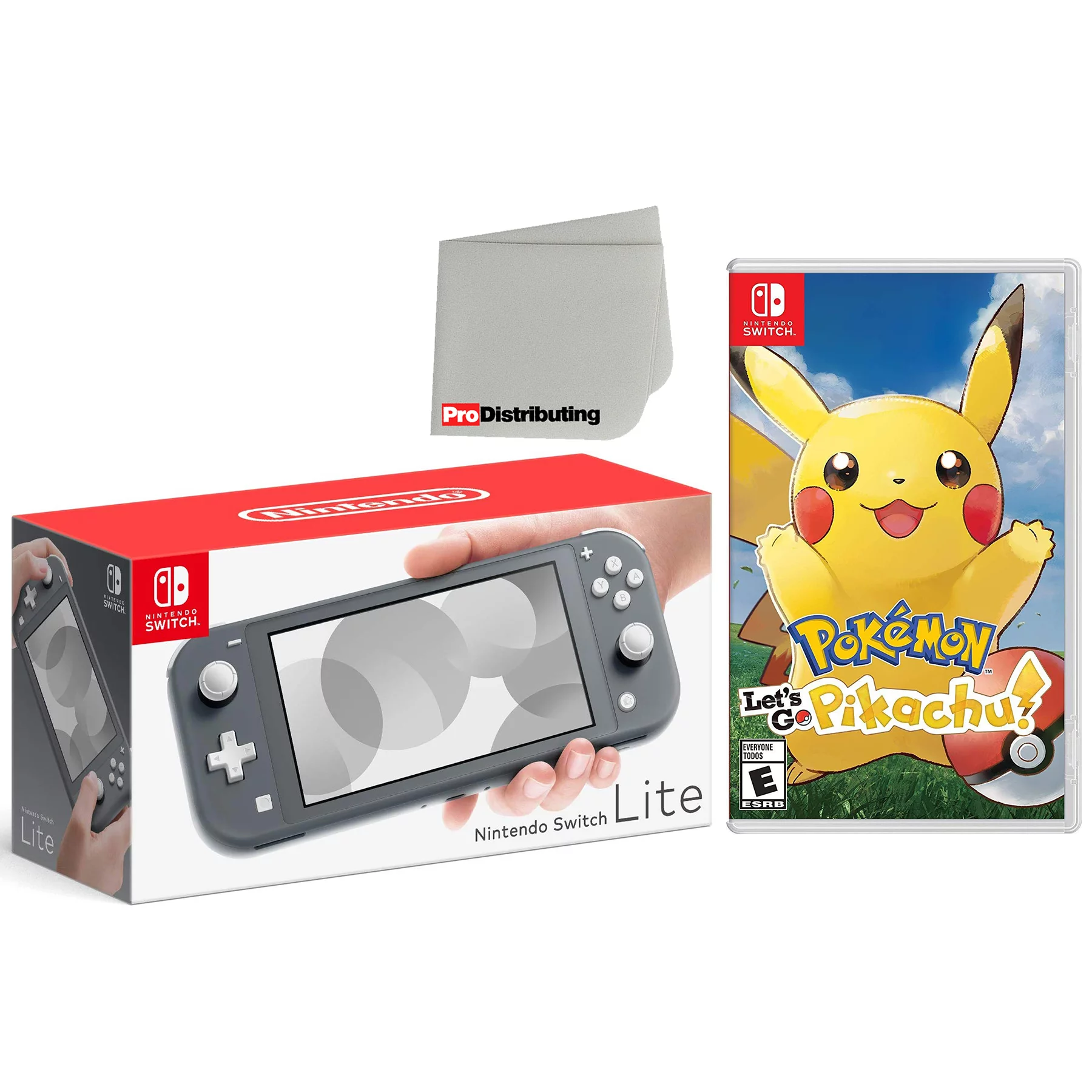 Nintendo Switch Lite 32GB Handheld Video Game Console in Gray with Pokemon: Let's Go, Pikachu! Game Bundle