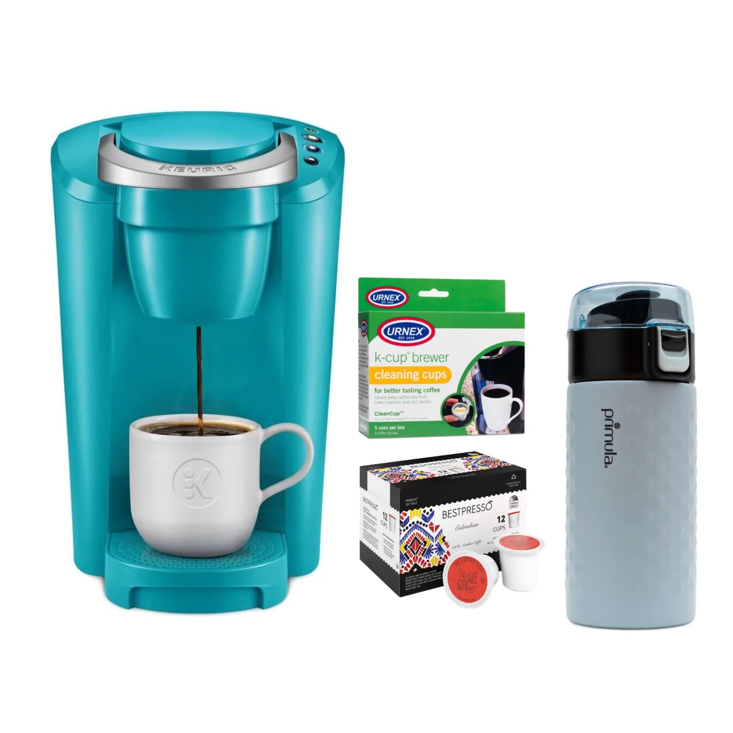 Keurig K-Compact Single-Serve Coffee Maker (Turquoise)  with Tumbler Bundle