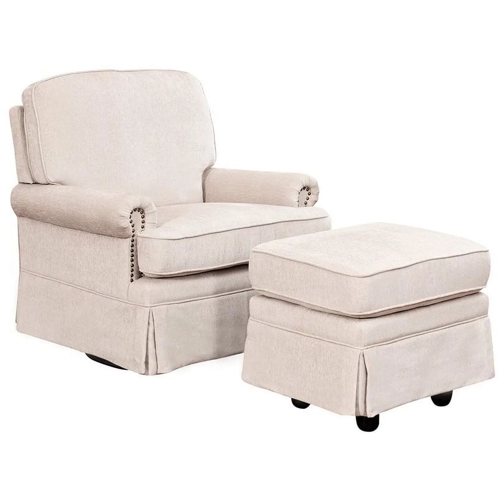 Abbyson Living Chloe Swivel Glider Chair and Ottoman in Cream