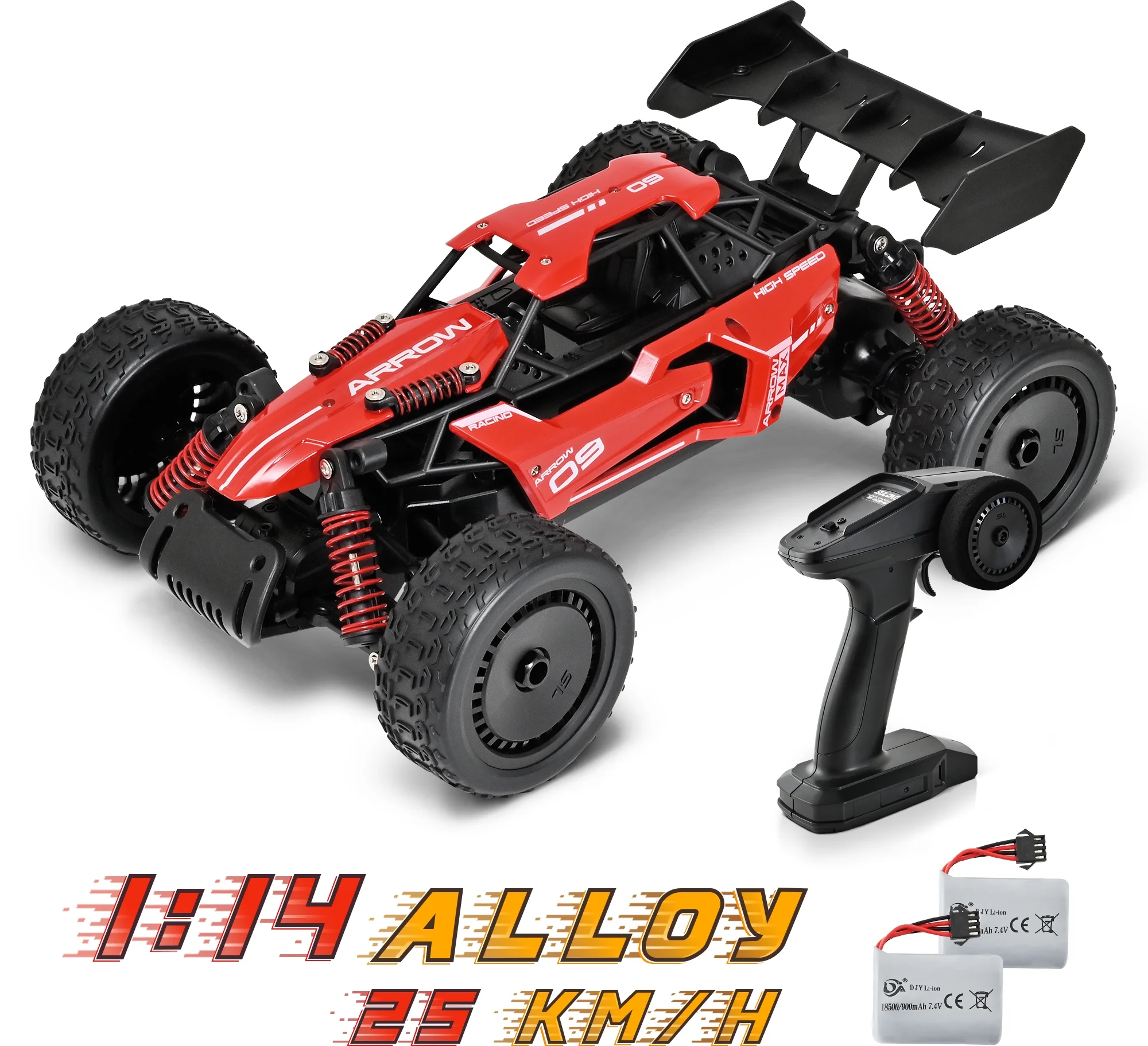 Remote Control Car - 1:14 Alloy High Speed Fast RC, 25 KM/H RC Racing Cars, RC Drift Car for Kids Adults , Off Road Variable-Speed Vehicle with 2 Rechargeable Battery