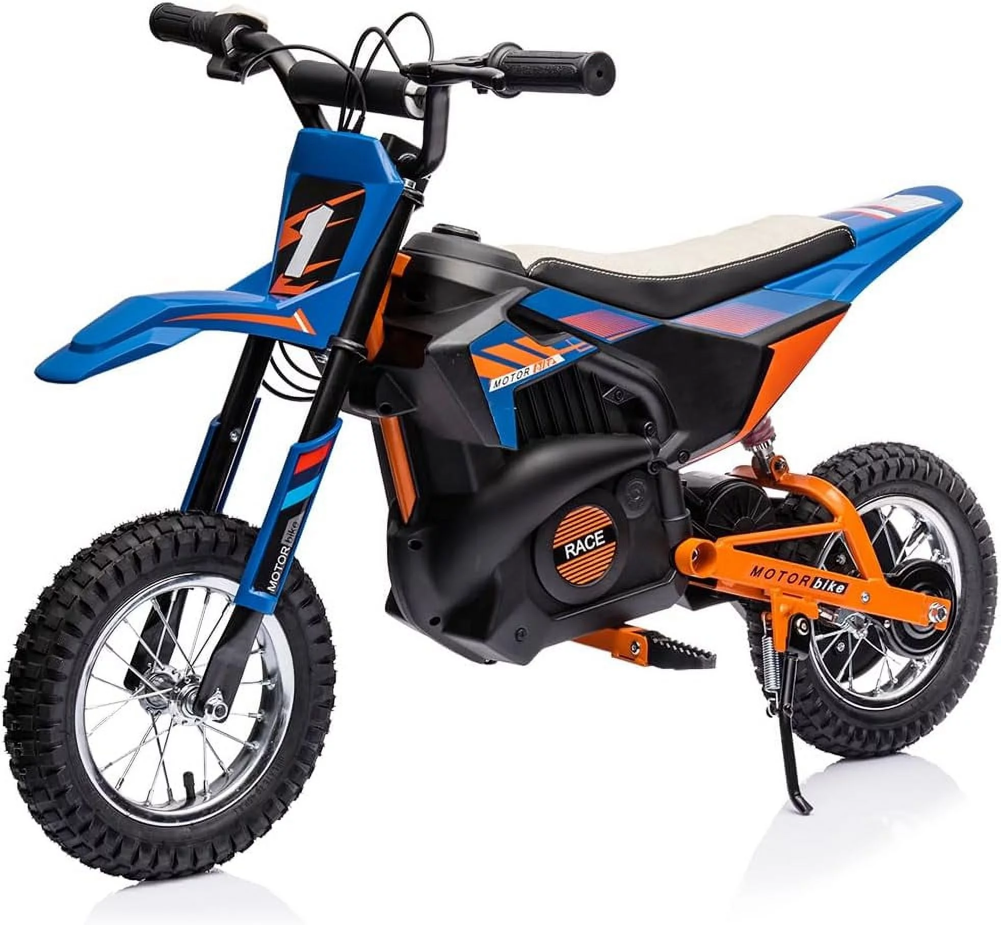 24V Electric Off-Road Motorcycle,250W Motor 13.6MPH Fast Speed Motocross,Leather Seat Dirt Bike,Twist Grip Throttle,Metal Suspension,Air-Filled Tires,for Kids Teens Age 13+ (Blue)