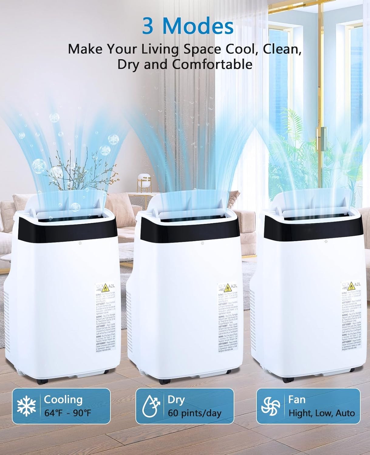 Portable Air Conditioner, 10000Btu Standing AC Unit, Room Air Conditioner with Remote Control, 3-in-1 Function Cool & Fan& Dry, Quiet Operation, Cool Up to 450 Sq.ft, Sleep Mode, 110-115V