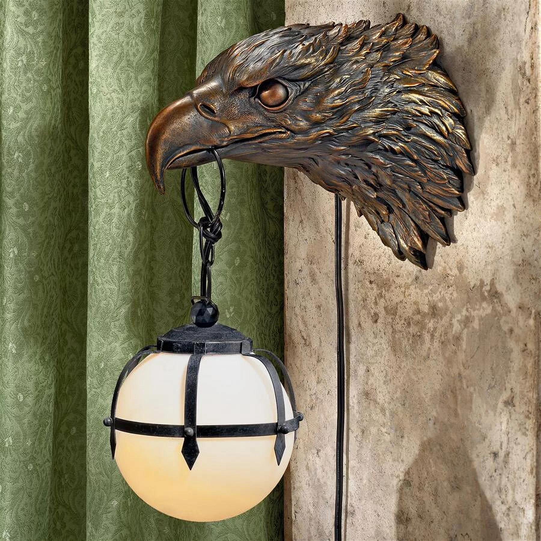 Design Toscano Enlightening Freedom Bald Eagle Sculptural Electric Wall Sconce