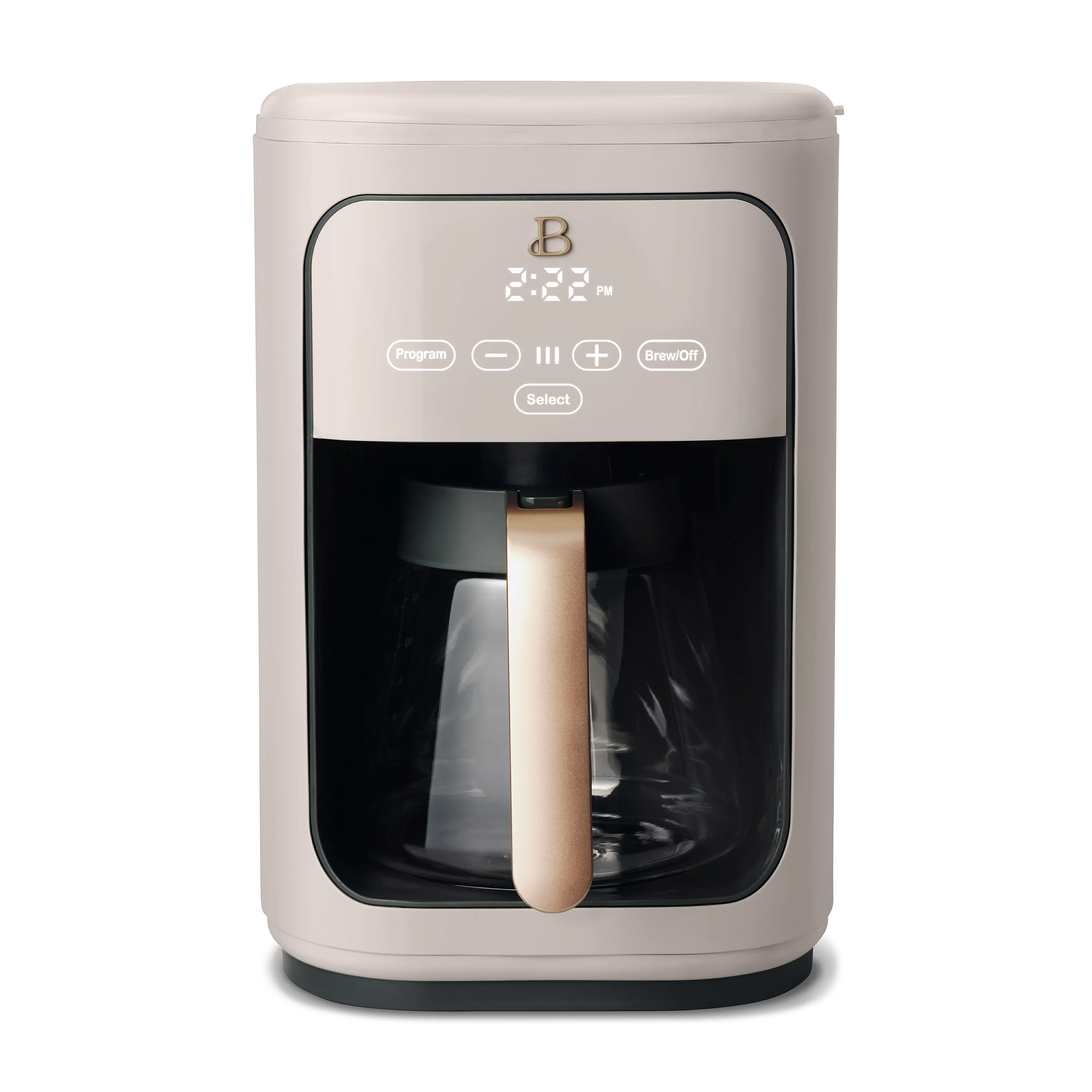 Beautiful 14-Cup Programmable Drip Coffee Maker with Touch-Activated Display, Porcini Taupe by Drew Barrymore