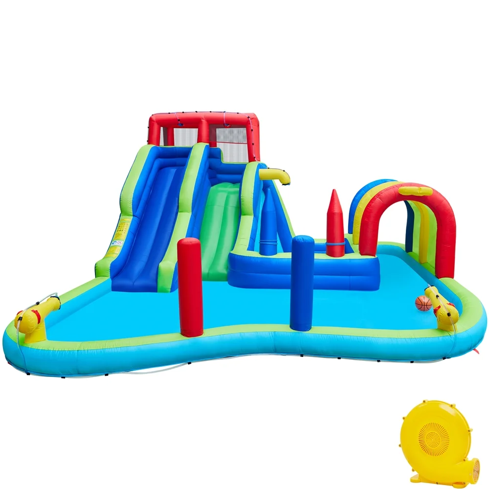 Yaheetech Double Lane Inflatable Water Slide for Kids, Blue