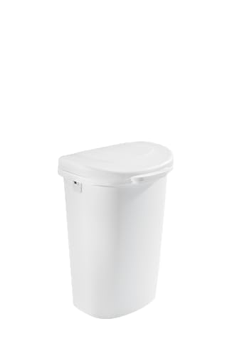 Rubbermaid Commercial Products Touch Top Trash Can/Wastebasket with Lid, 13-Gallon, Small Black Garbage Bin for Home/Kitchen/Bathroom/Bedroom/Office