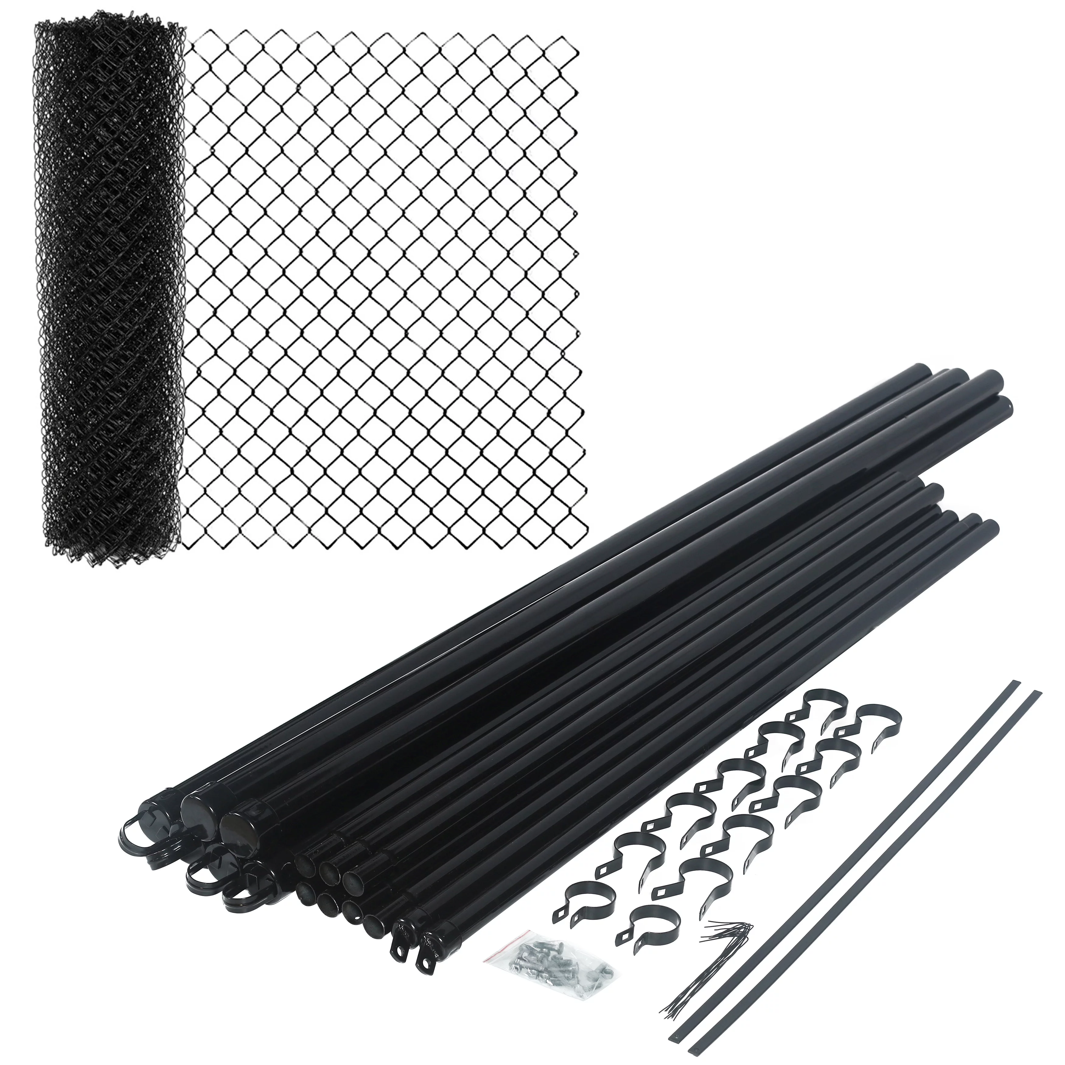 ALEKO KITCLFB9.5G5X50 DIY Chain Link Steel Fence 5X50 ft PVC Coated Black