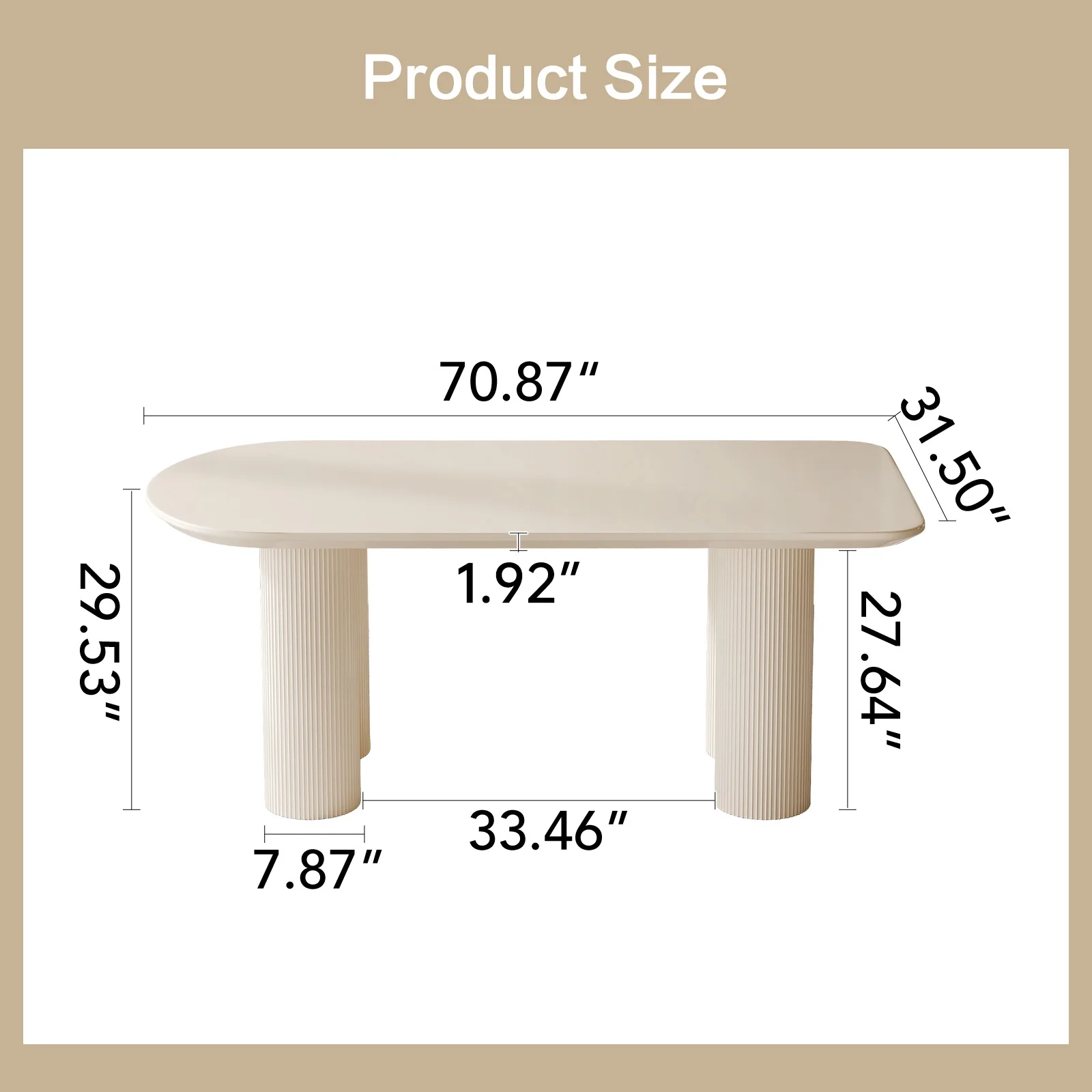 Guyii 70.86'' Oval Dining Table, Modern Kitchen Table, Indoor Dining Table for Kitchen, Living Room, Table Only, White