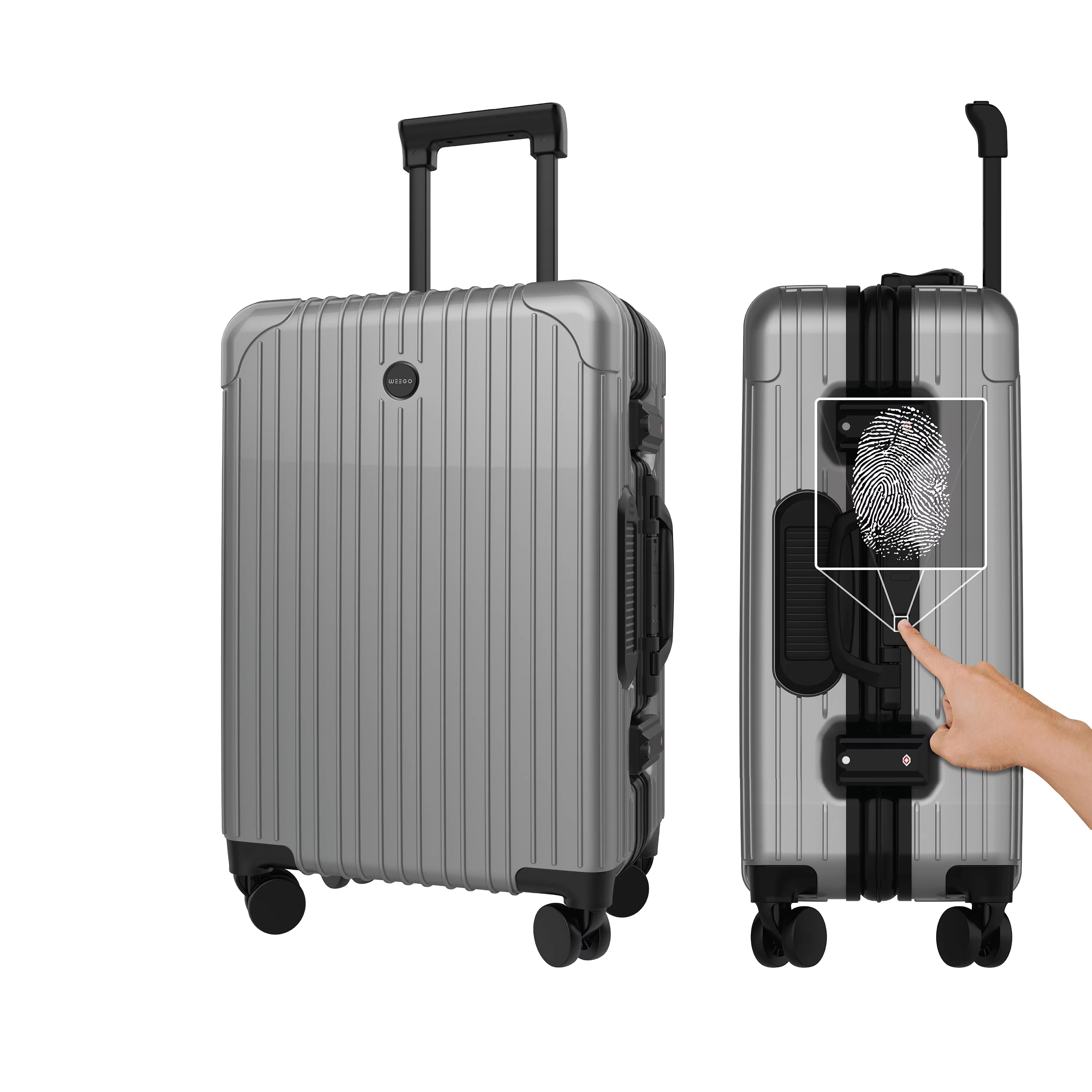 Weego Smart Carry-on Luggage, 20-inch Suitcase with Spinner Wheels, Smart Lock and USB-Output