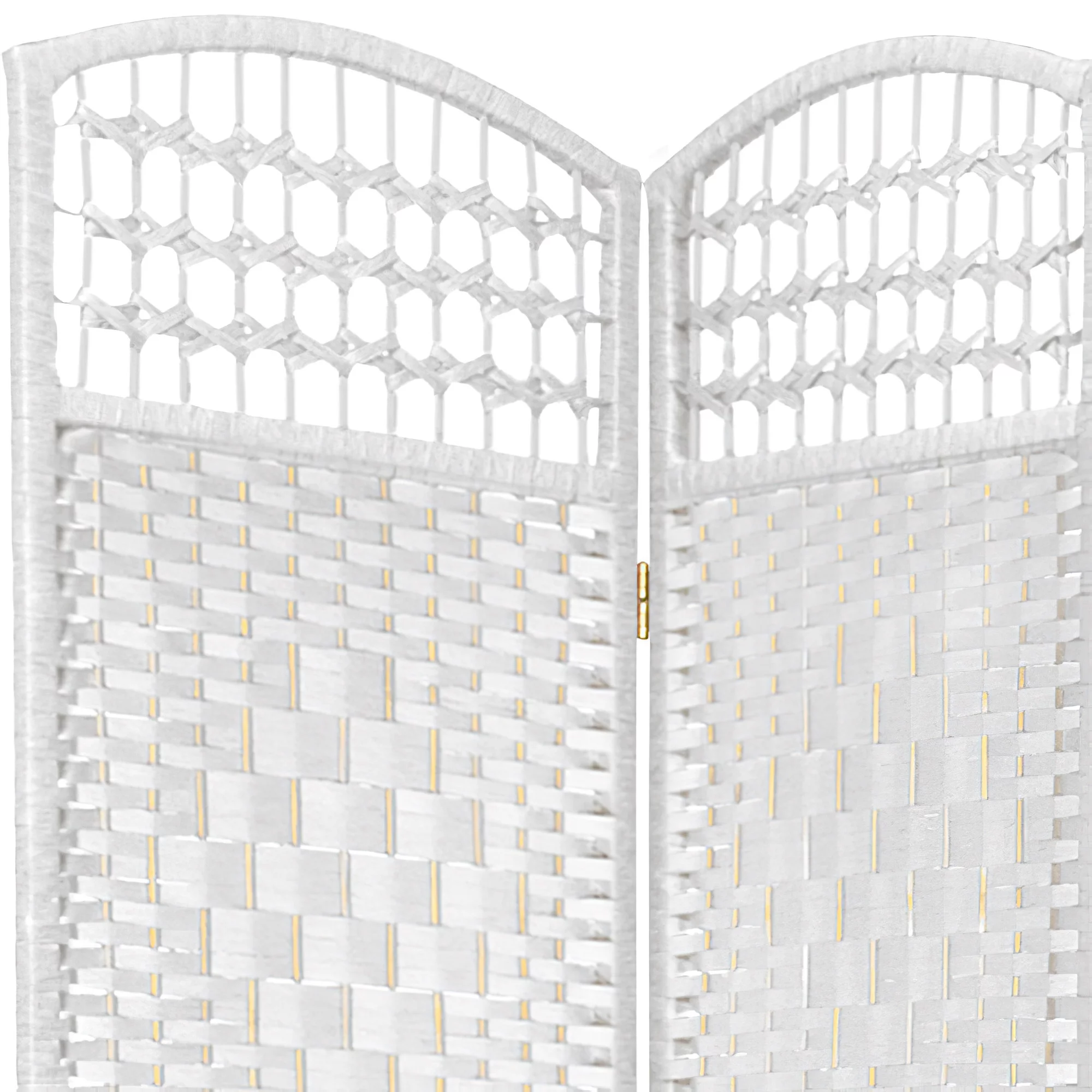Oriental Furniture 5 1/2 ft. Tall Fiber Weave Room Divider - White - 3 Panel