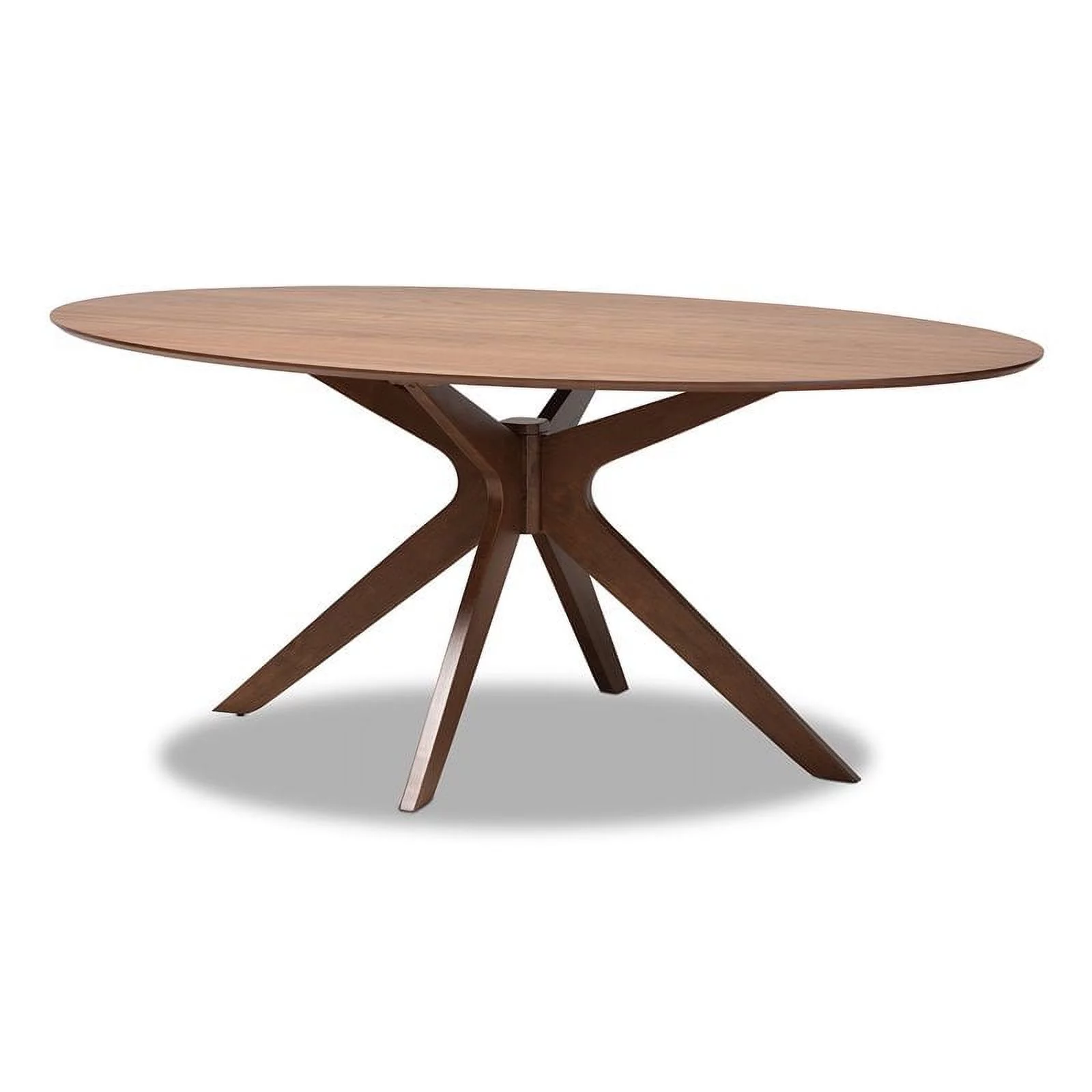 Bowery Hill Modern Walnut Brown Finished Wood 71-Inch Oval Dining Table