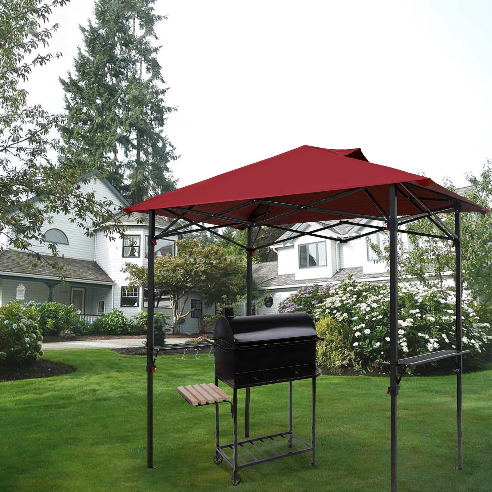 EAGLE PEAK 8x5 Pop up Grill Gazebo&nbsp;Instant Outdoor BBQ Canopy,Red