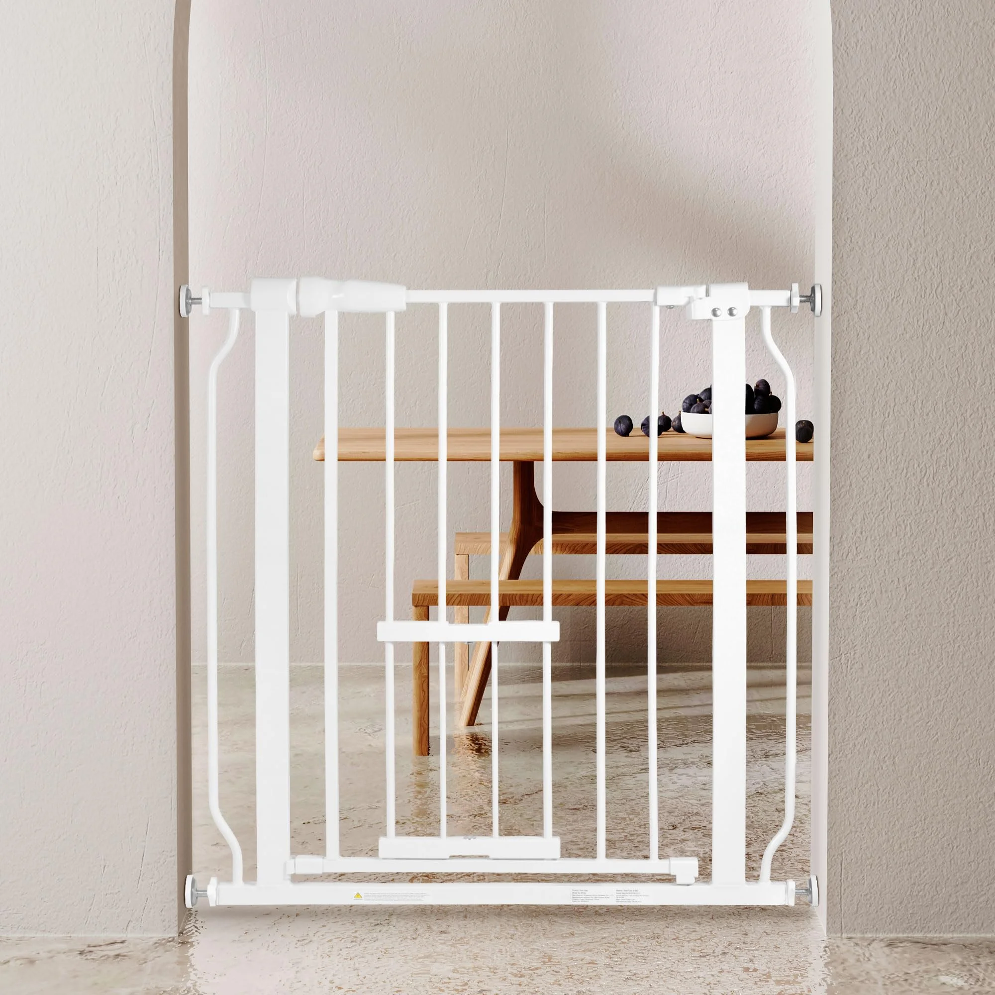 BalanceFrom Easy Walk-Thru Safety Gate with Pet Door for Doorways and Stairways with Auto-Close/Hold-Open Features, 30-Inch Tall, Fits 29.1 - 33.8 Inch Openings, White