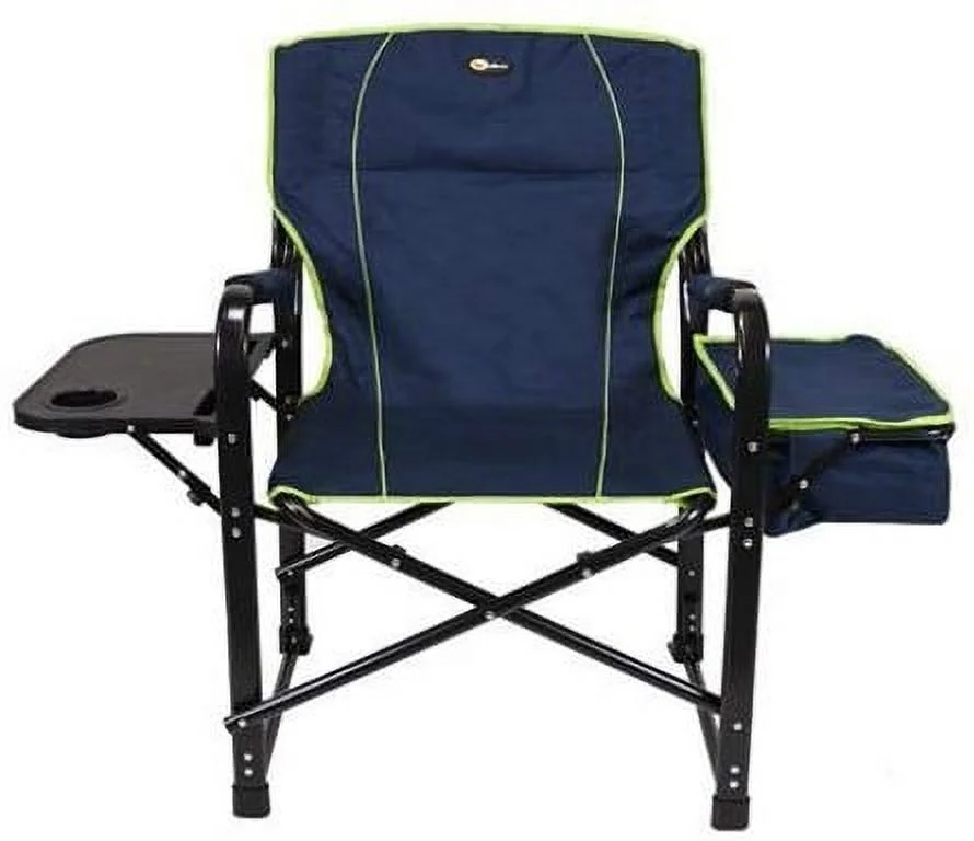 Faulkner 69230 El Capitan Folding Director'S Chair With Cooler - Dark Blue/Light Green