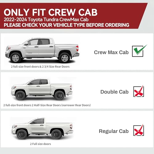 YITAMOTOR Running Boards Compatible with 2007-2021 Toyota Tundra Double Cab(2 Half-Size Rear Doors) Side Steps Nerf Bars Side Bars 6 inches