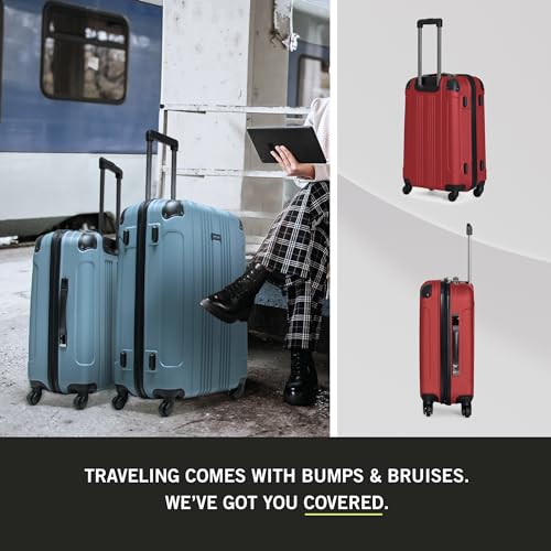 Kenneth Cole REACTION Out of Bounds Lightweight Hardshell 4-Wheel Spinner Luggage, Rose Gold, 28-Inch Checked