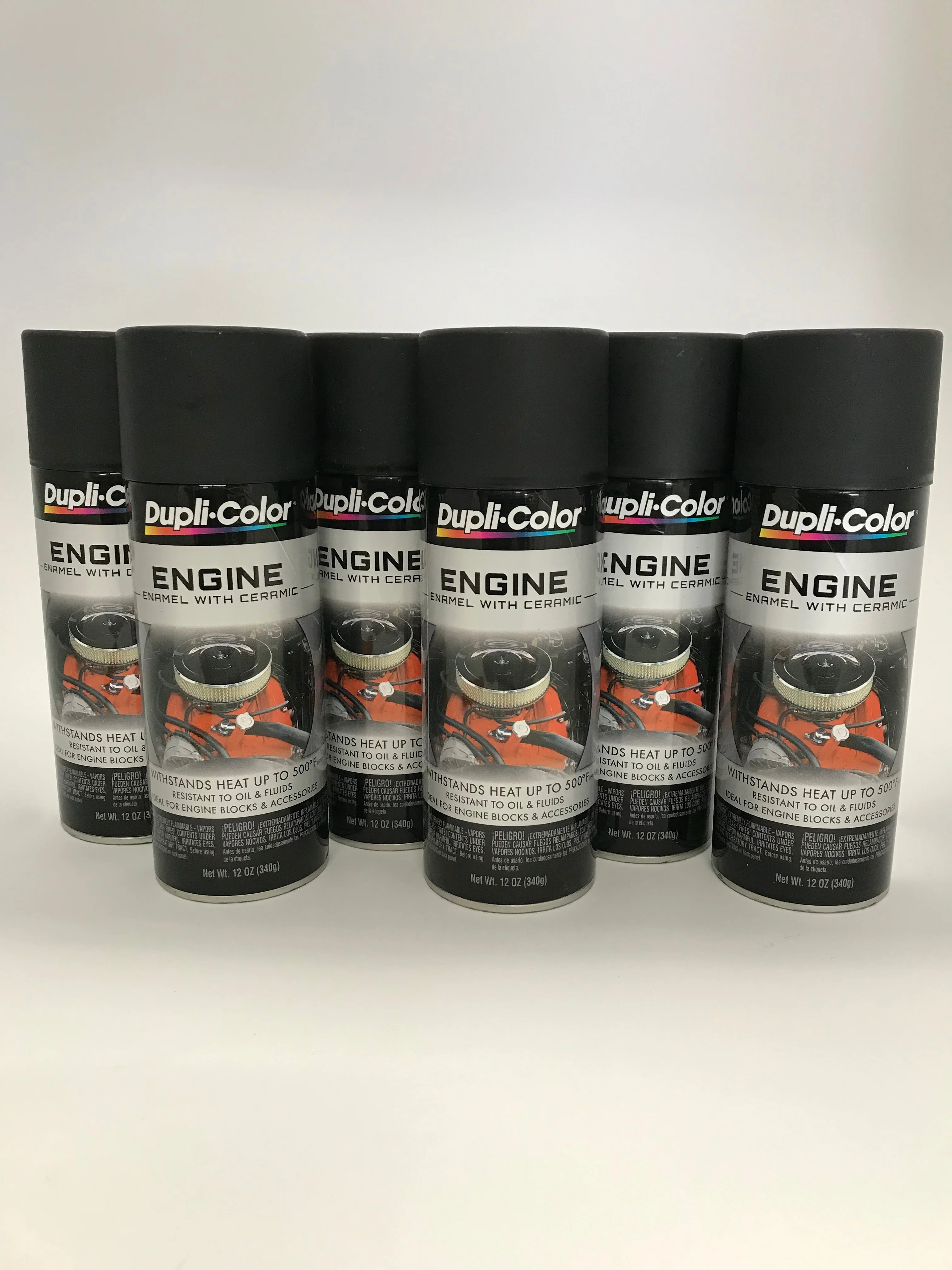 Duplicolor DE1654-6 PACK Engine Enamel Paint w/ Ceramic, Flat Black-12oz Aerosol
