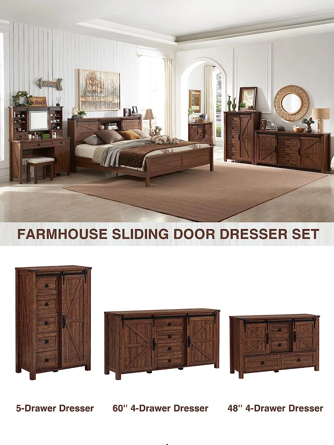 OKD 4 Drawer Dresser, Modern Storage Cabinet for Bedroom, Chest of Drawers Wood Metal Shelf Organizer for Living Room, Reclaimed Barnwood