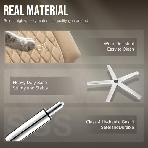 750lbs Big and Tall Office Chair,Heavy Duty Office Chairs,Executive Computer Desk Chair Work Chairs, Thick Padded Strong Metal Base Quiet Wheels, Ergonomic Design for Back Pain