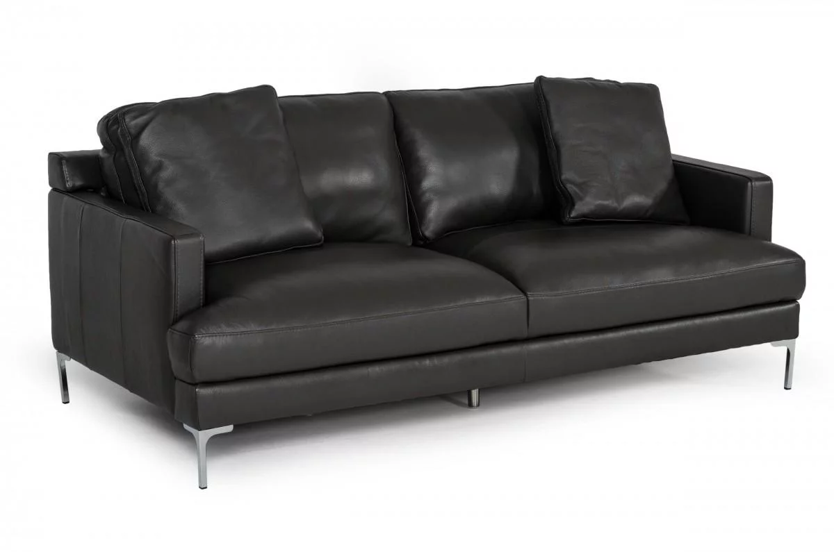 Modern Dark Grey Leather Sofa Contemporary VIG Divani Casa Janina