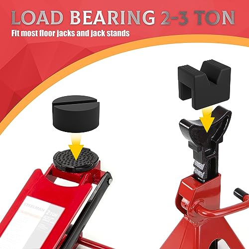 Seven Sparta 4 Pcs Car Jack Pad Adapter for Jack Stand Universal Rubber Slotted Frame Rail Pinch Welds Protector - 3.0 tons (Cube, 4)