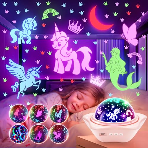 One Fire Night Light for Kids, 96 Lighting Modes Star Projector 360° Rotating+6 Films Kids Night Light Projector,Rechargeable Baby Night Light Ceiling Projector for Bedroom,Kids Gifts&Kids Room Decor