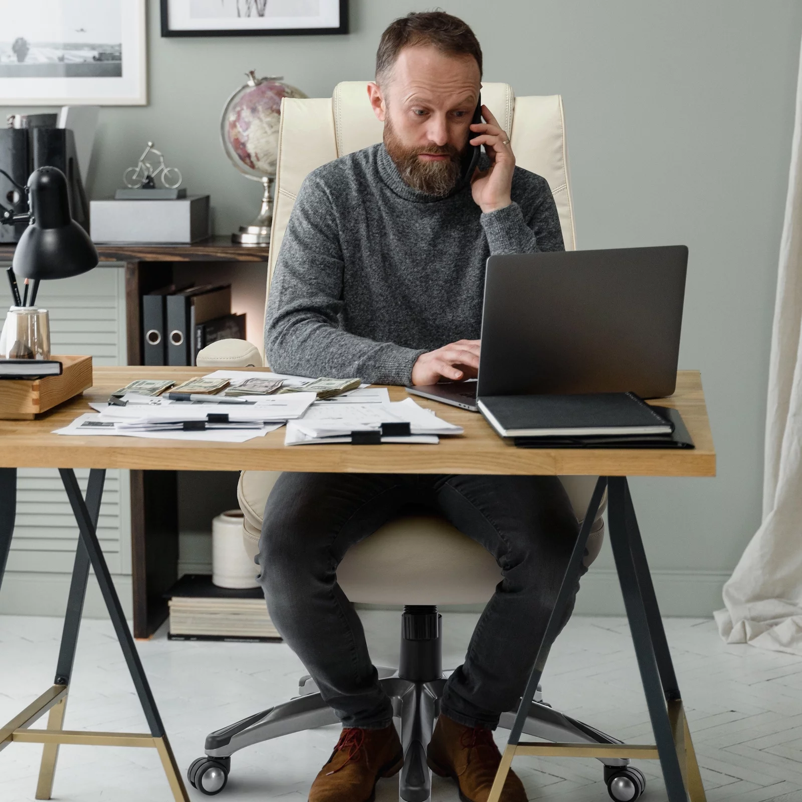 Colamy High Back Leather Executive White Office Desk Chair Flip-up Arms and Adjustable Tension Swivel Chair for Adult