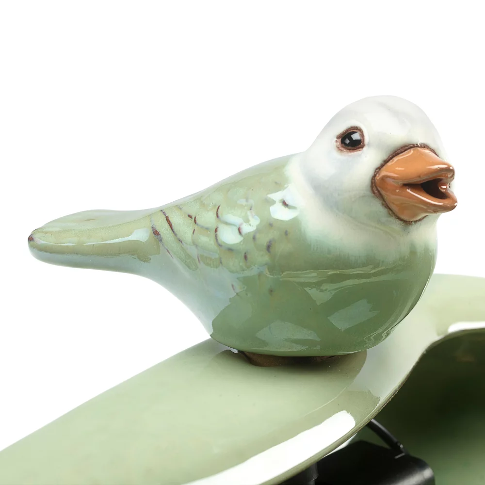 Smart Solar Ceramic Green Bird Solar Fountain