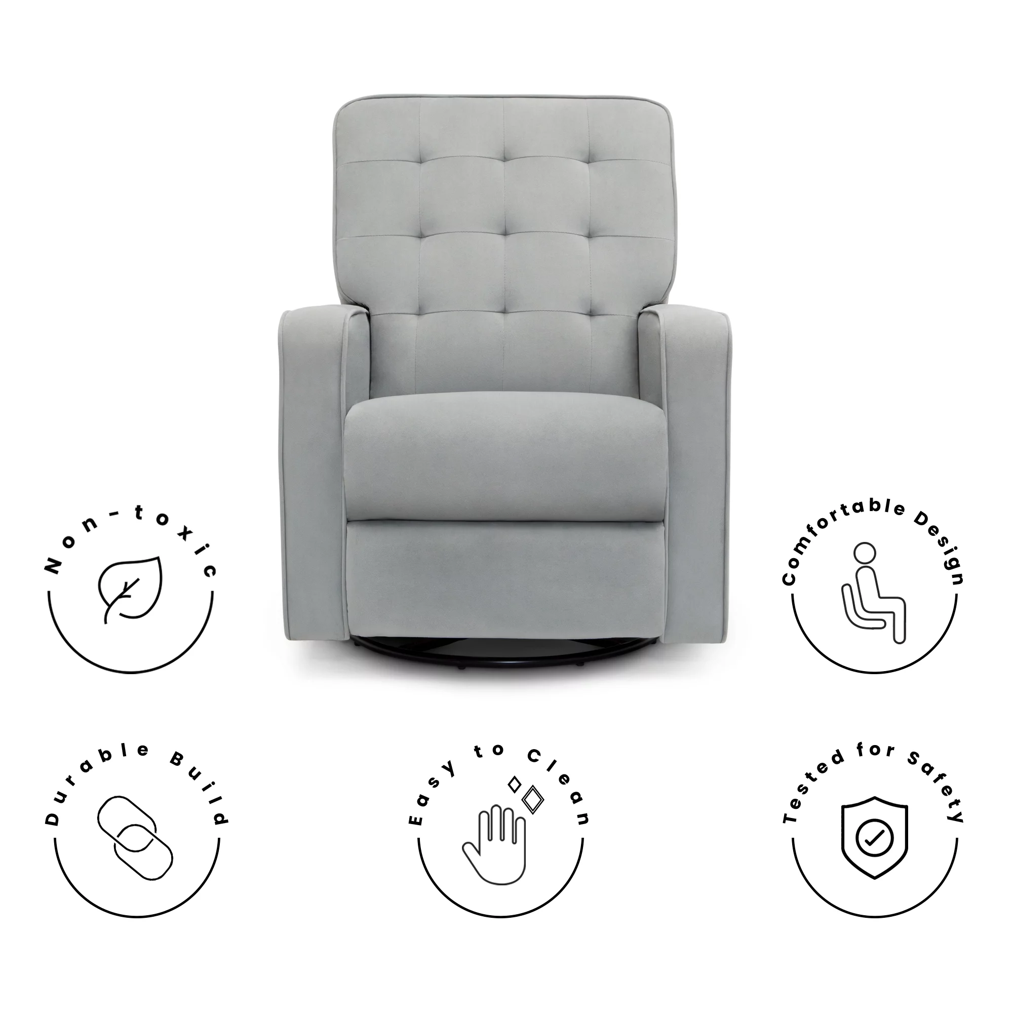 Delta Children Graham Recliner Glider Swivel Chair - Stain-Resistant Fabric, Linen