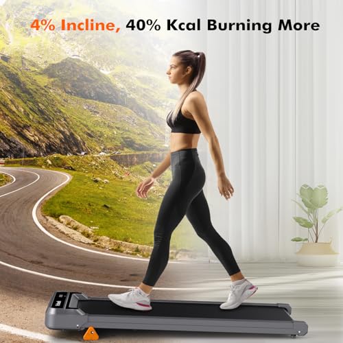 Walking Pad Treadmill with Incline - 300lbs Capacity 2.5HP Ultra-Quiet, 3-Levels Incline, Portable Under Desk Treadmill for Home Office Apartment, Mini 4.7