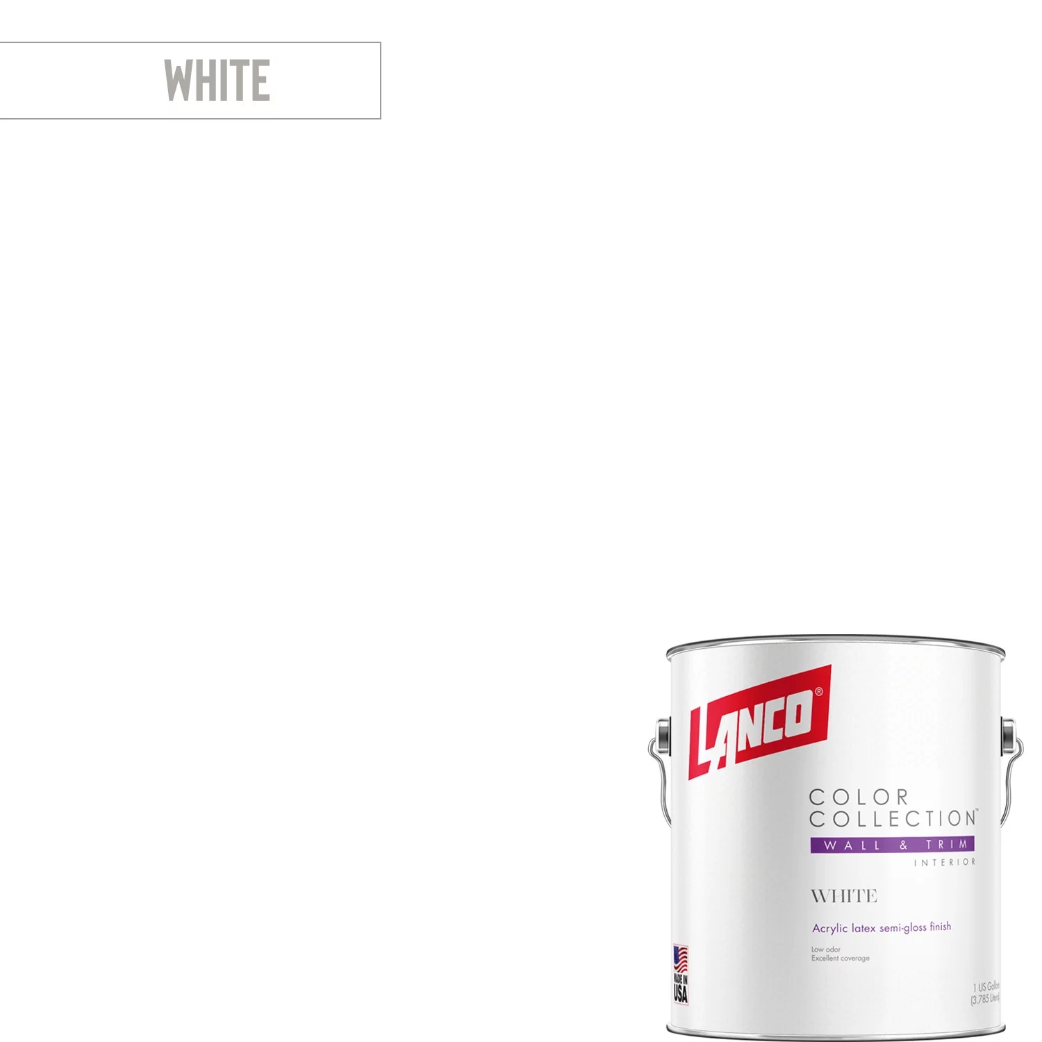 Lanco Color Collection Semi-Gloss Interior Wall & Trim Paint, White, 1 Gallon