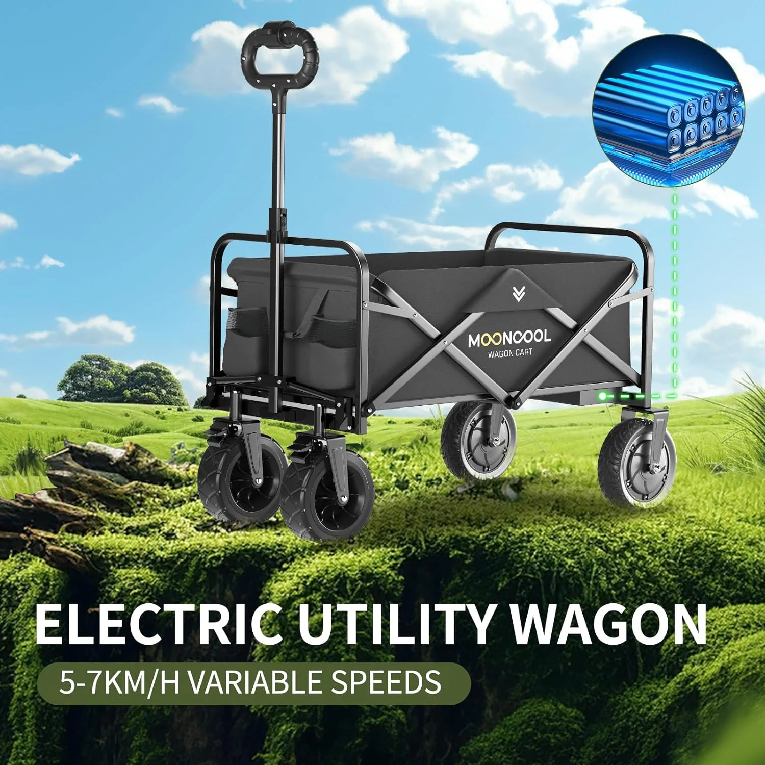 ABORON Collapsible Electric Utility Garden Wagon with 8