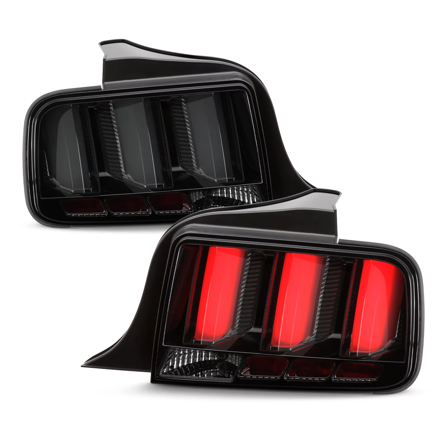 AKKON - Fits 2005-2009 Ford Mustang LED [White Tube] Smoked Tail Lamp Brake Lights w/ Sequential Signal Pair Left + Right