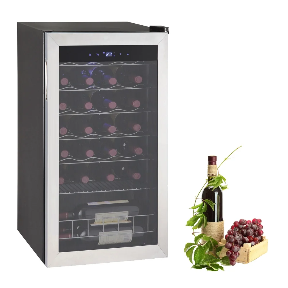SMAD 3.1 Cu ft 28 Bottles Compressor Wine Coolers Stainless Steel Door No Frost Wine Fridges Freestanding Champagne Cooler, 110V