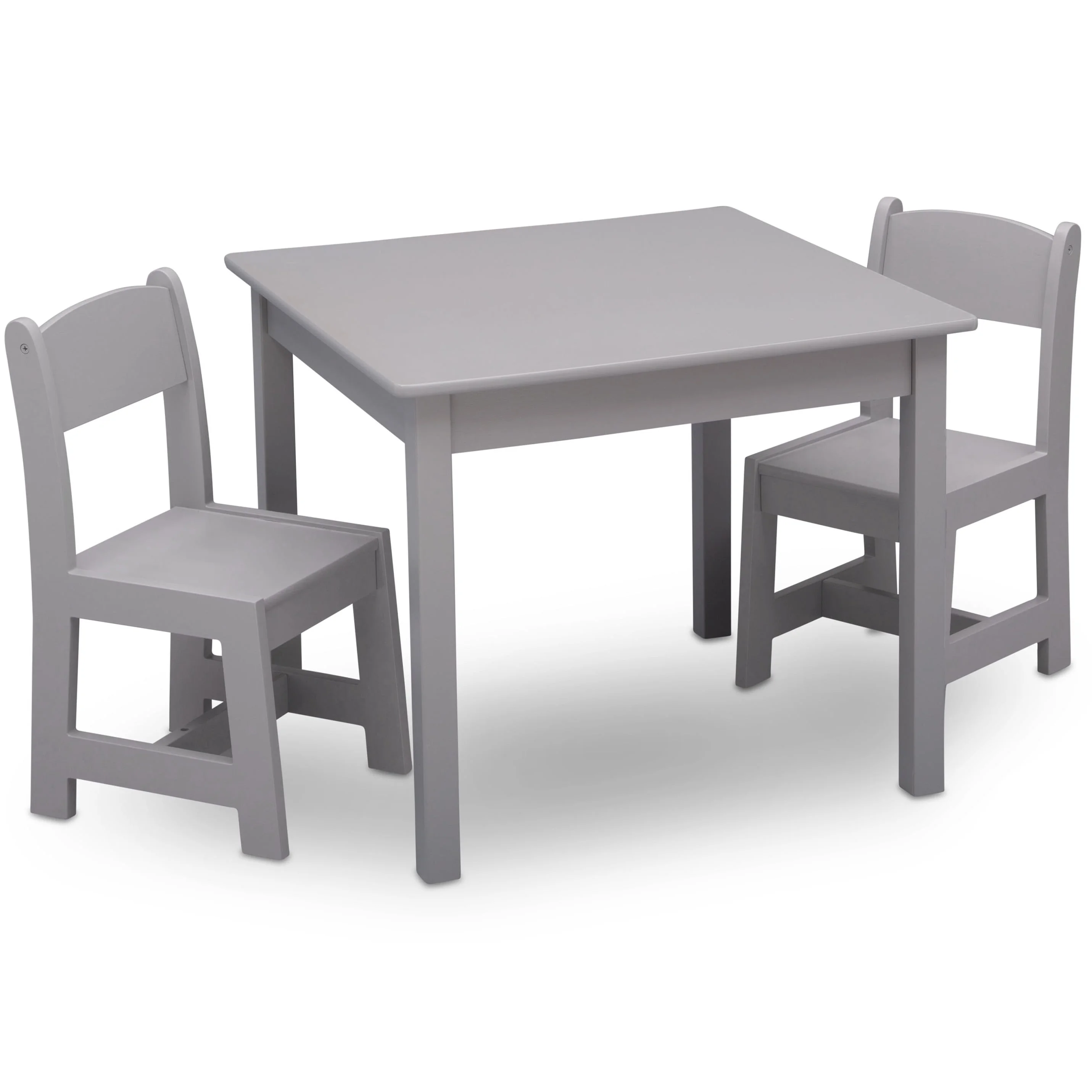 Delta Children MySize Kids Wood Table and Chair Set (2 Chairs Included) - Greenguard Gold Certified, Grey