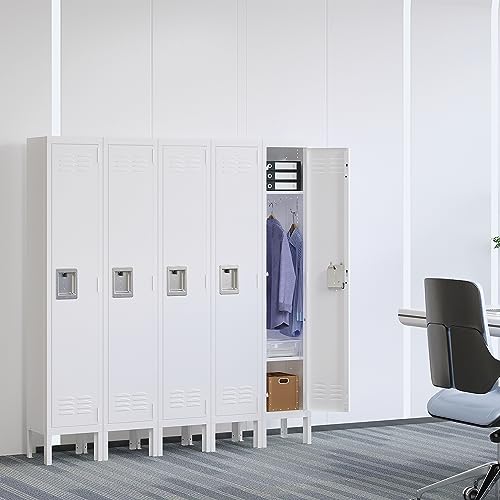 Yizosh Metal Lockers for Employees with Lock, Employees Locker Storage Cabinet with 1 Doors, Tall Steel Storage Locker for Gym, School, Office (Gray, 2 Door)