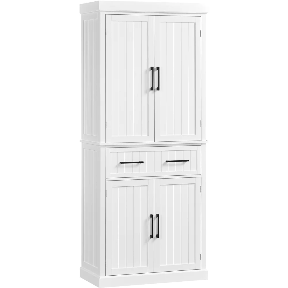 SmileMart 72.5″ H Kitchen Pantry Cabinet with Doors and Adjustable Shelves, White
